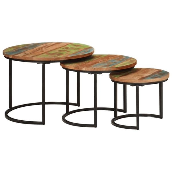 vidaXL Stablebord 3 stk gjenvunnet heltre