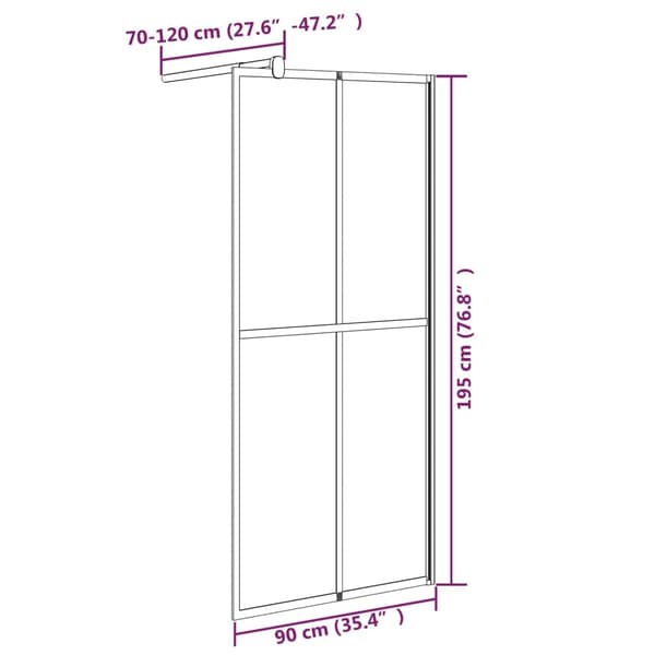 vidaXL Duschvägg 90x195cm mörkt härdat glas