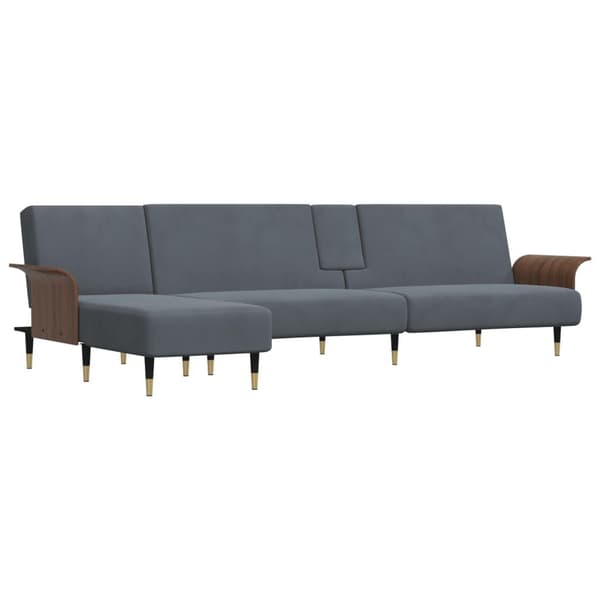 vidaXL L-formad bäddsoffa mörkgrå 279x140x70 cm sammet