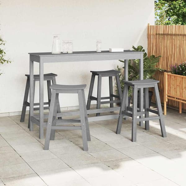 vidaXL Hage bar sett 4 pcs Lysegrå HDPE