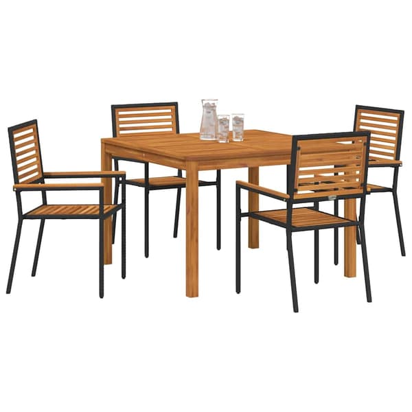 vidaXL Hage Spisegruppe 5 pcs Svart Solid akasietre