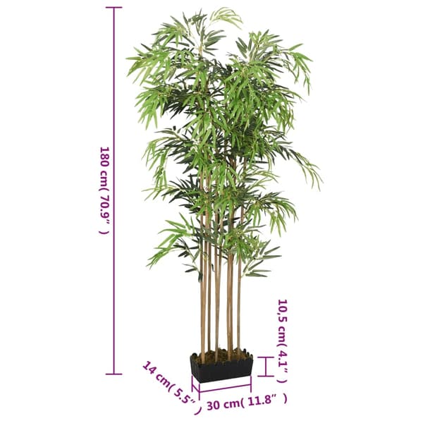 vidaXL Konstväxt bambu 1605 blad 180 cm grön