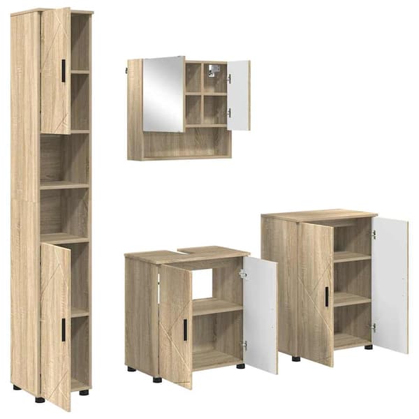vidaXL Baderomsinnredningssett 4 pcs Sonoma eik 61 x 35 x 64 cm