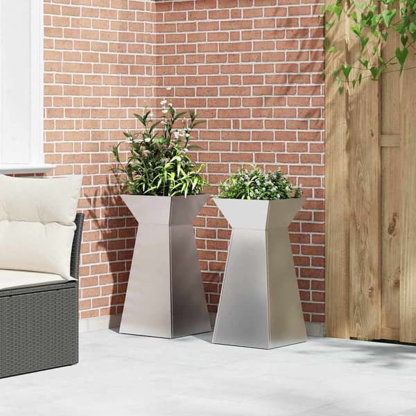 vidaXL Søyleplanter 2 pcs sølv 35 x 35 x 73 cm