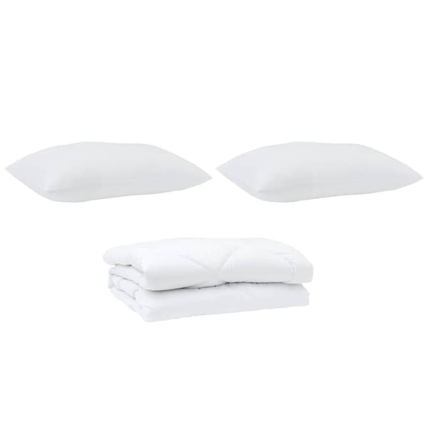 vidaXL Täcke med kuddar med kudde 3 st Vit Mikrofiber