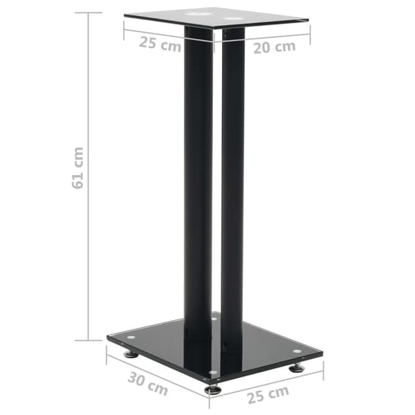 vidaXL Högtalarstativ 2 st härdat glas 2 pelare svart