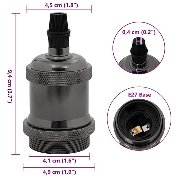 vidaXL Lamphållare 2 st blank svart E27