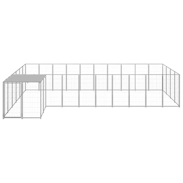 vidaXL Hundgård silver 13,31 m² stål