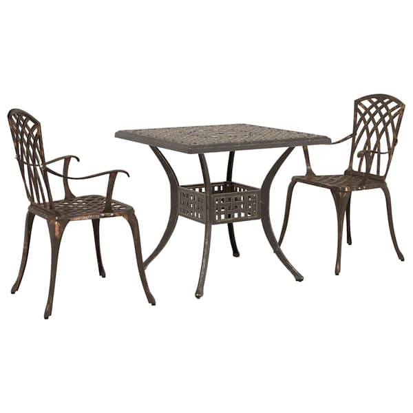 vidaXL Hagebordsett 3 pcs Bronse Støpt aluminium