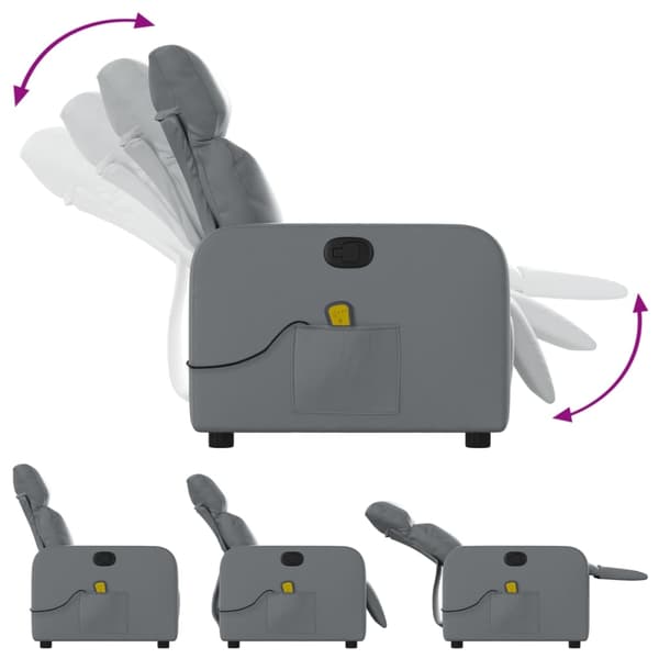 vidaXL Massagefåtölj grå konstläder