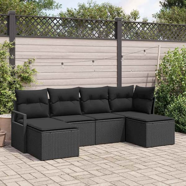vidaXL Soffset 6 pcs Svart konstrotting