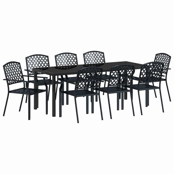 vidaXL Trädgårdsmöbelset 9 pcs Antracit Pulverlackerat stål
