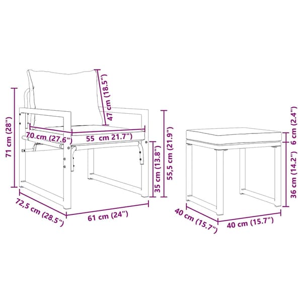 vidaXL Trädgårdsmöbler med kudde med kudde 4 pcs Ljusgrå Polyester
