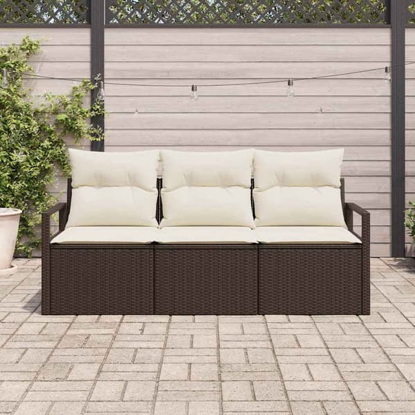 vidaXL Soffgrupp 3 delar Brun polyrotting