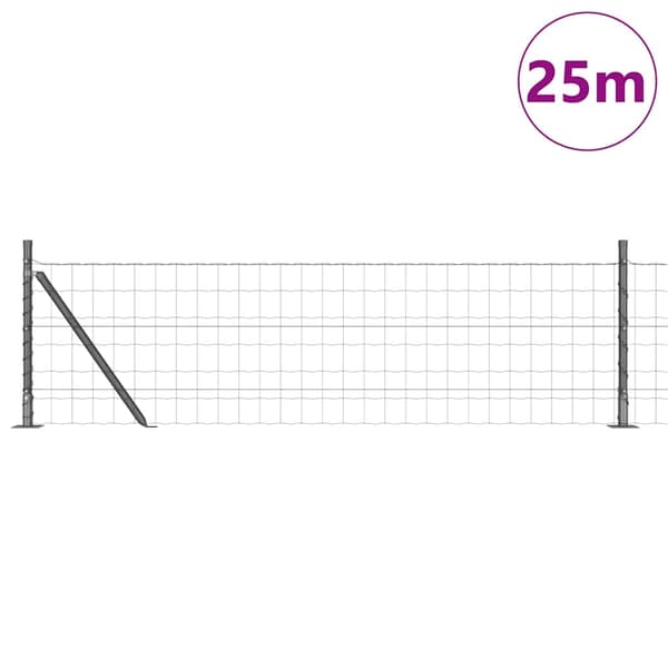 vidaXL Gjerde med stolpe Grå 0,4 x 25 m Stål og PVC