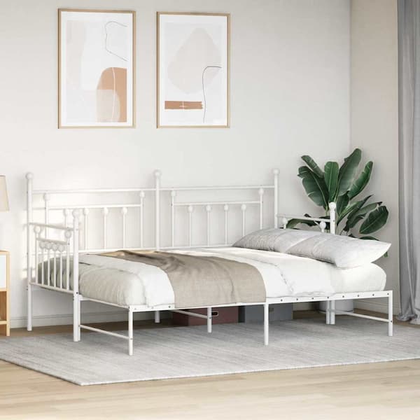 vidaXL Dagsengeramme Hvit 75 x 190 cm Stål