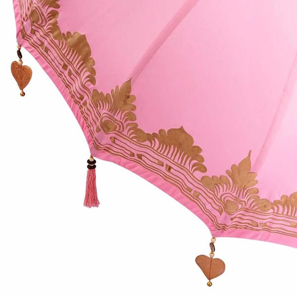 vidaXL Balinesisk Parasol 260 Rosa 210-220 cm Bomull og solid tre