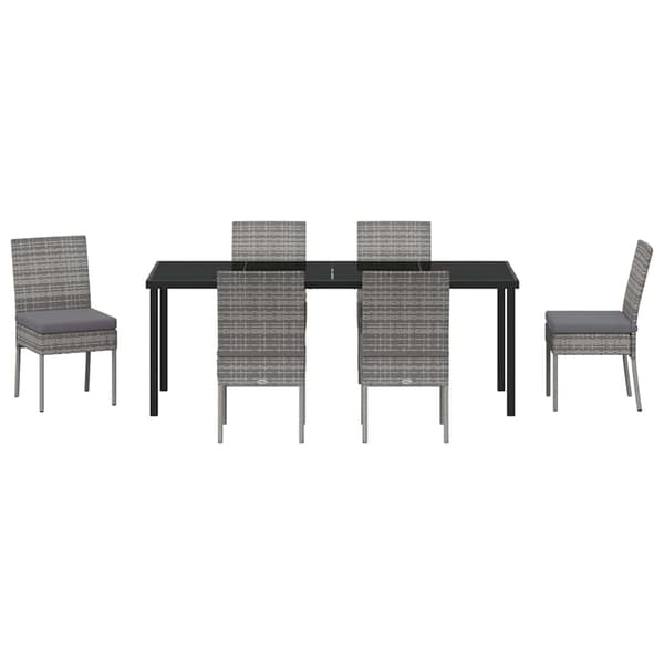 vidaXL Trädgårdsmöbelset 7 pcs Grå Pulverlackerat stål