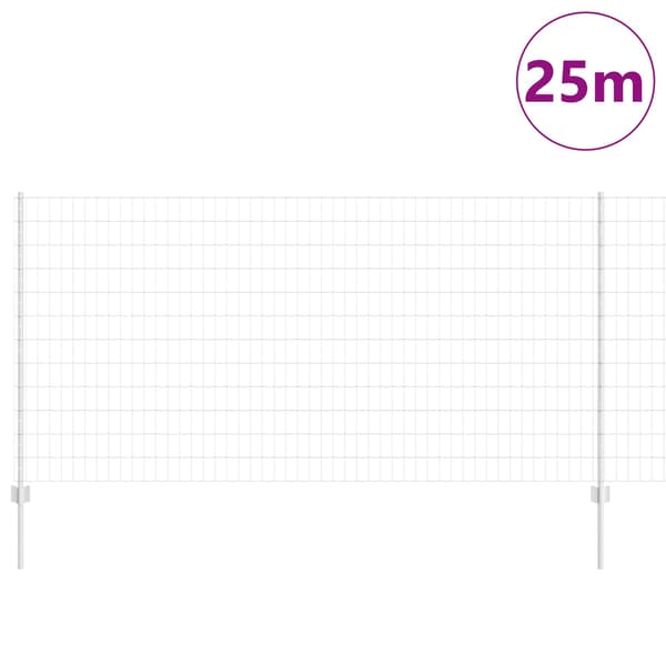 vidaXL Gjerde med stolpe sølv 1,2 x 25 m Stål