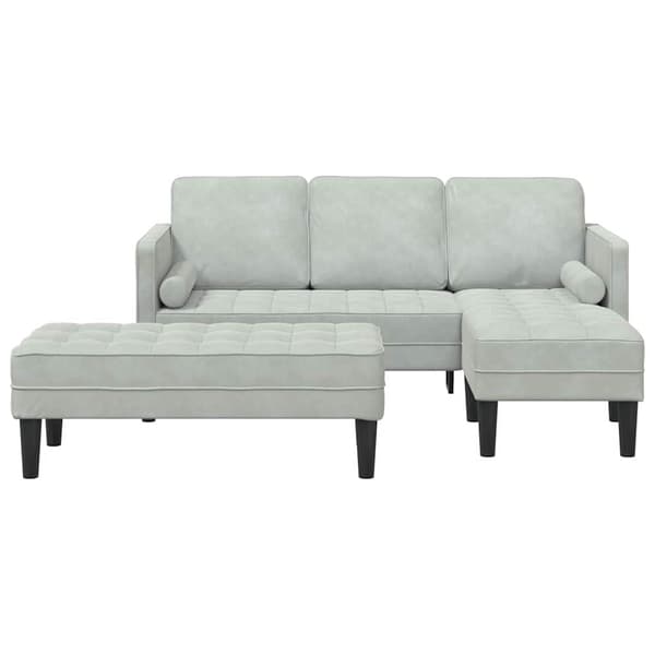 vidaXL Soffset med kudde 2 pcs Ljusgrå Polyester