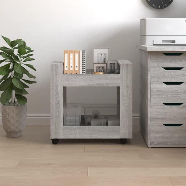 vidaXL Tralle til skrivebord grå eik 60x45x60 cm konstruert tre