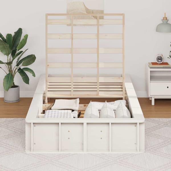 vidaXL Sängram Vit 80 x 200 cm Massiv furu