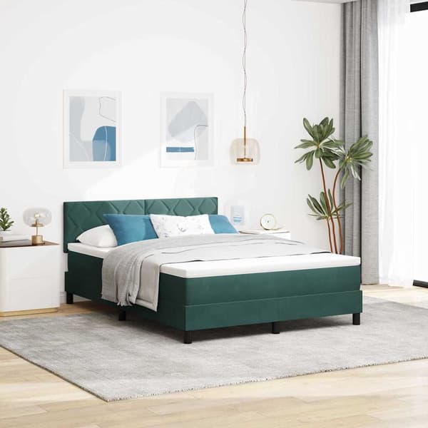 vidaXL Bäddfjäder med madrass Mörkgrön 140 x 190 cm Sammet