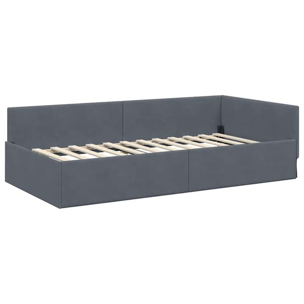 vidaXL Hörnssängram Mörkgrå 90 x 190 cm Sammet