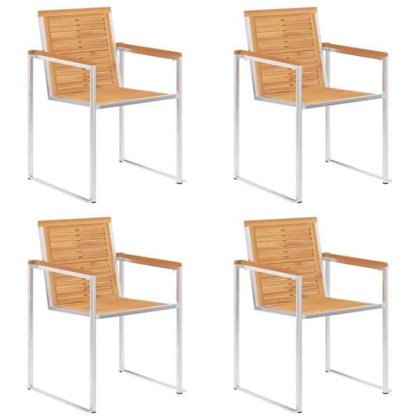 vidaXL Trädgårdsstolar med dynor 4 st massiv teak