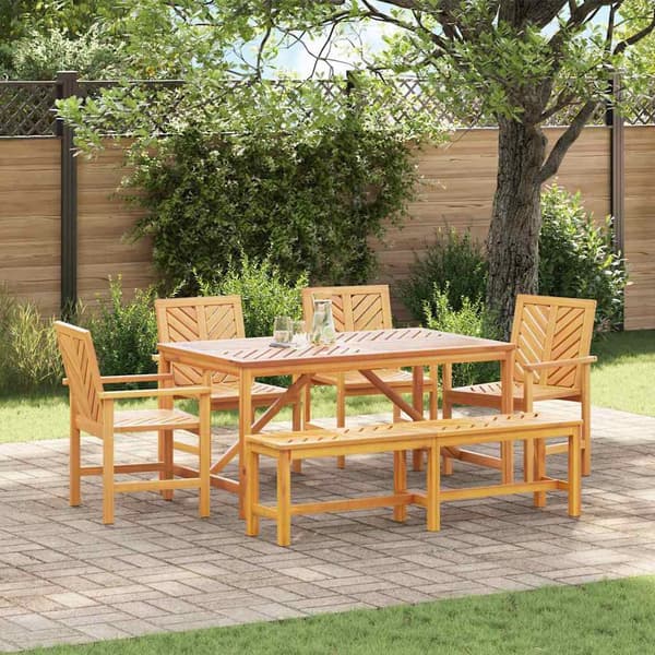 vidaXL Hage Spisegruppe 6 pcs Brun Solid akasietre