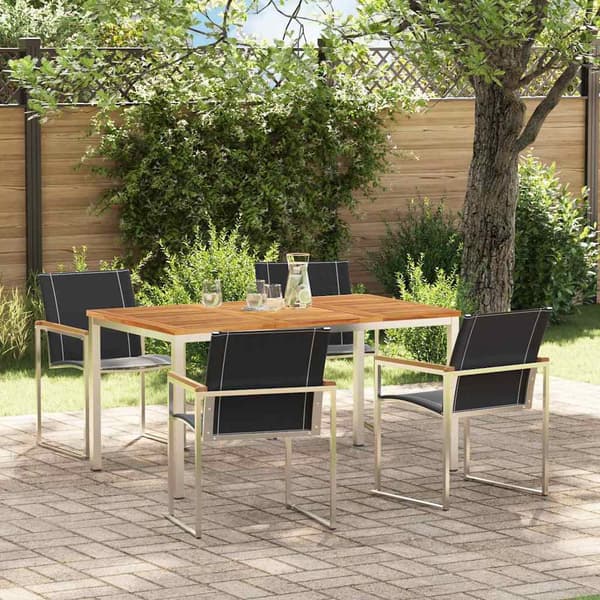 vidaXL Trädgårdsmöbelset 5 pcs Brun Massivt Akaciaträ