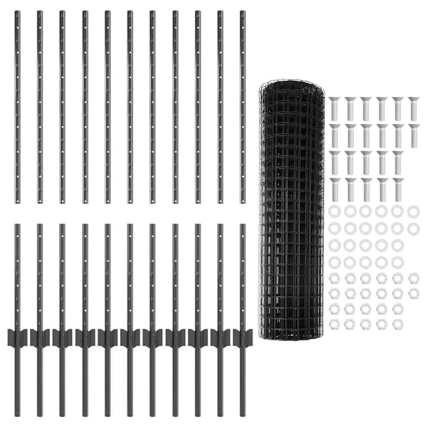 vidaXL Gjerde med stolpe Grå 1 x 25 m Stål og PVC