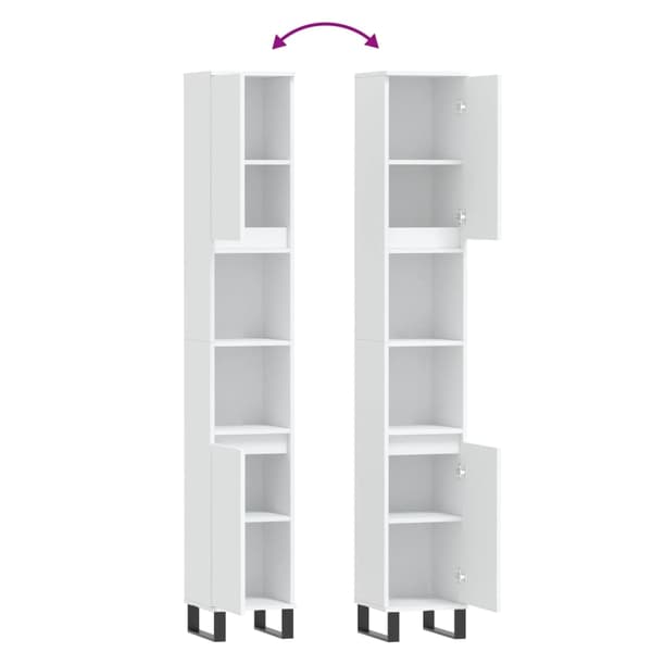 vidaXL Baderomsskap hvit 30x30x190 cm konstruert tre