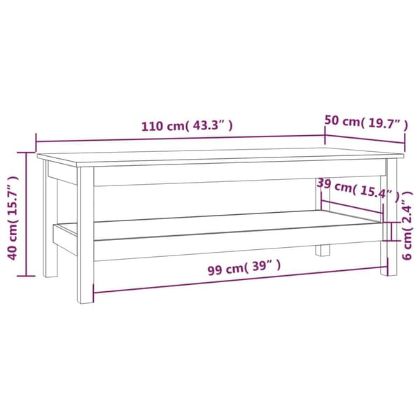 vidaXL Soffbord grå 110x50x40 cm massiv furu