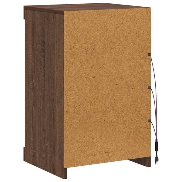 vidaXL Skjenk med LED-lys brun eik 41x37x67 cm