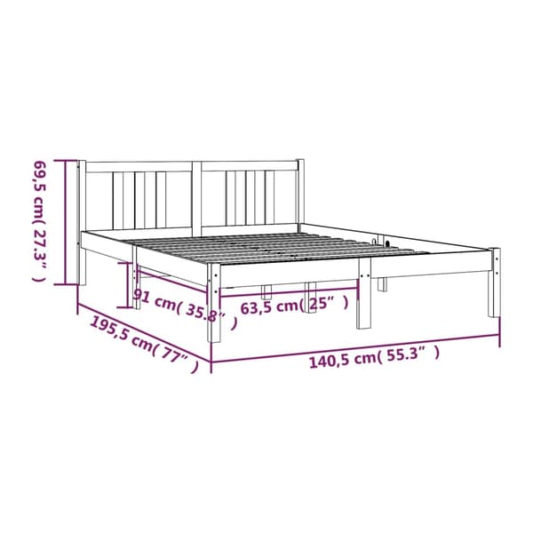 vidaXL Sengeramme heltre 135x190 cm Double