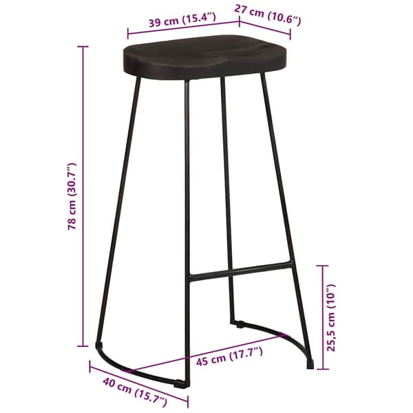 vidaXL Barkrakker 2 stk sort 45x40x78 cm heltre mango