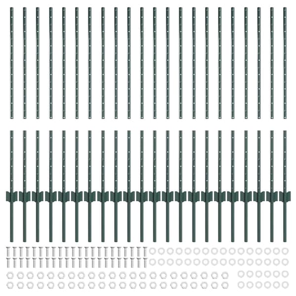vidaXL Stängselstolpe 22 pcs Grön 140 cm Stål