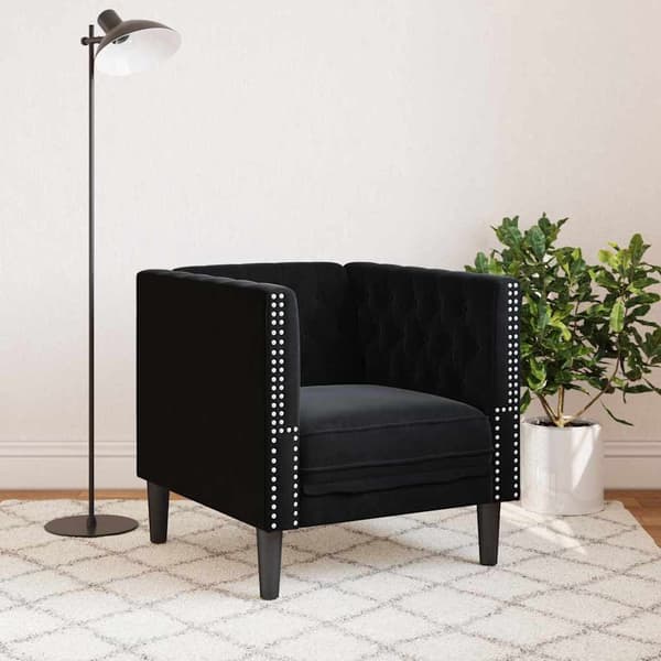 vidaXL Soffa Svart 74,5 x 71 x 70,5 cm Sammet