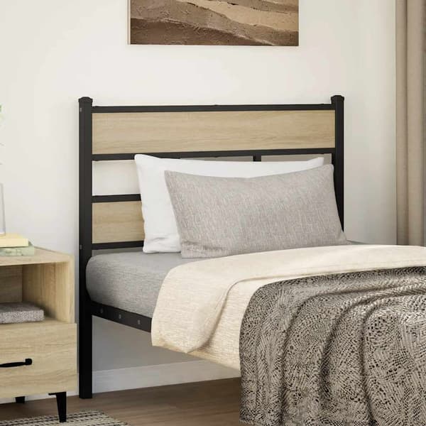 vidaXL Utskiftbar sengegavl sonoma eik 80 cm jern og konstruert tre
