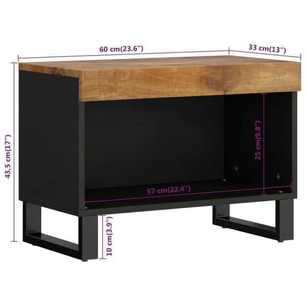 vidaXL TV-benk 60x33x43,5 cm heltre mango