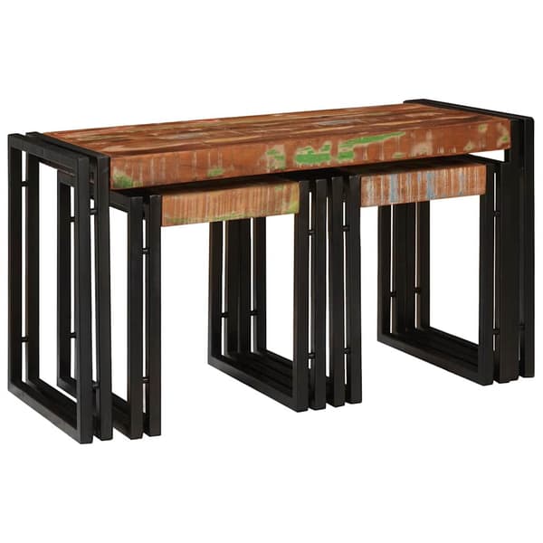 vidaXL Nesting Bord 3 pcs Massiv gjenvunnet tre og metall