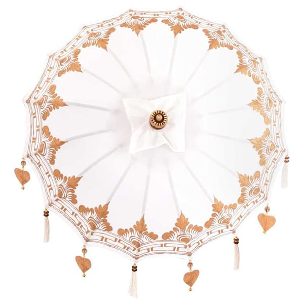 vidaXL Balinesisk Parasol 260 Krem 95-100 cm Bomull og solid tre