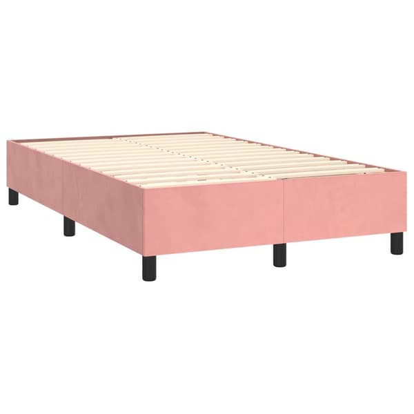 vidaXL Ramsäng med madrass rosa & LED 120x200 cm sammet