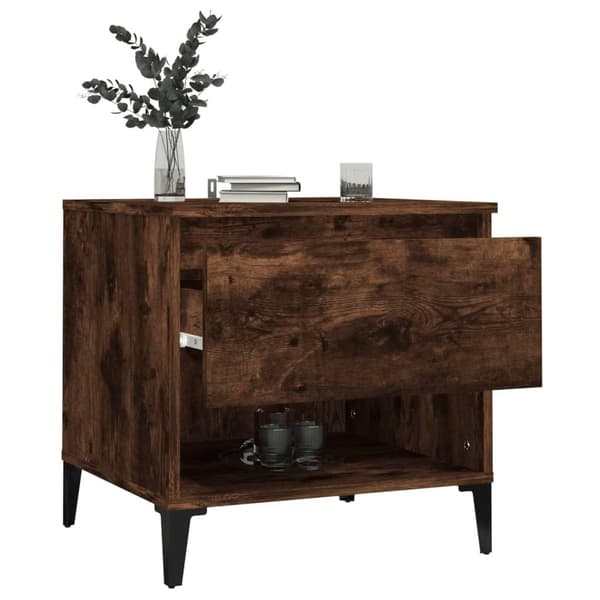 vidaXL Sidebord røkt eik 50x46x50 cm konstruert tre