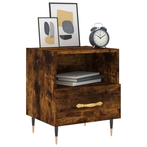 vidaXL Nattbord røkt eik 40x35x47,5 cm konstruert tre