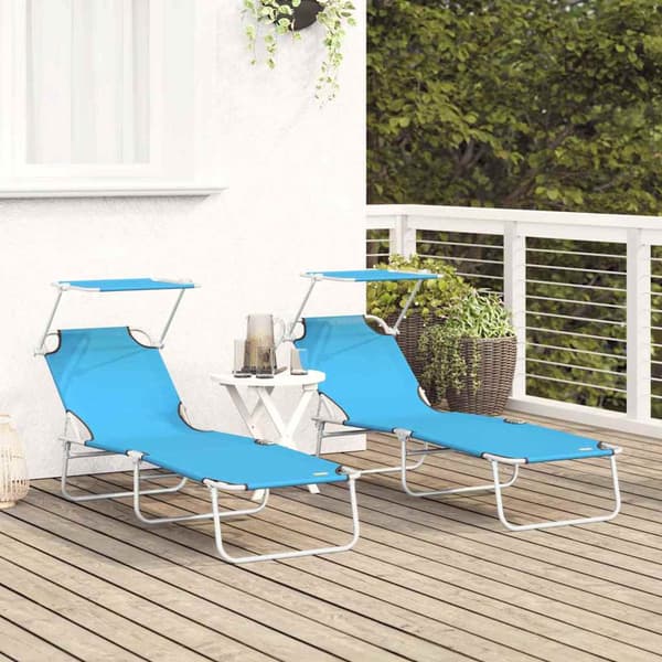 vidaXL Solstol 2 pcs Ljusblå 58 x 188 x 77cm Polyester