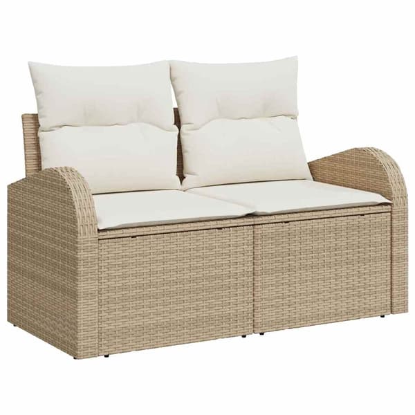 vidaXL Trädgårdssoffgrupp 9 delar Beige Polyrotting