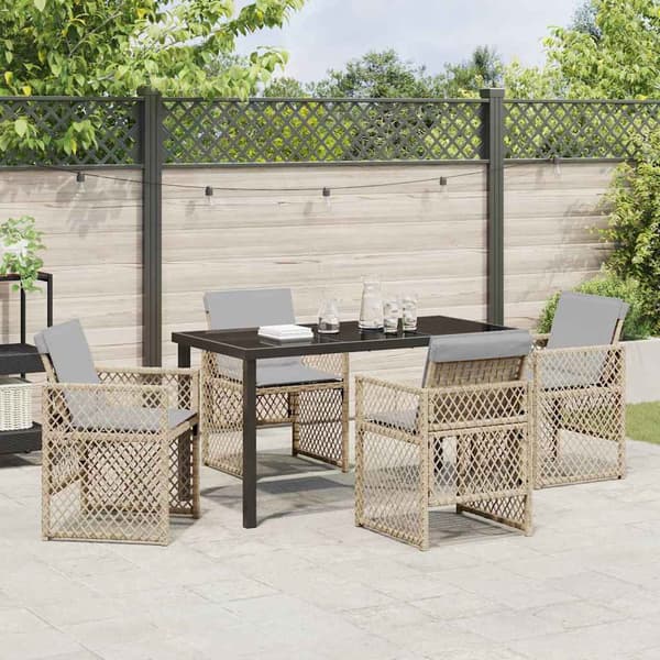 vidaXL Hage Spisegruppe 5 pcs Beige polyrotting