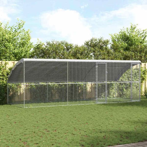 vidaXL Hönshus 3 st silver 600 x 200 x 198,5 cm Galvaniserat Stål